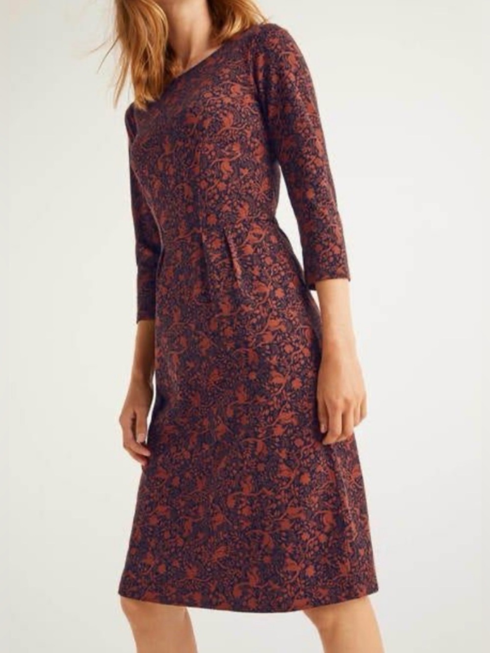 Boden Penny Jersey Dress in Navy/Copper Squirrel Design size 6